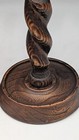 Antique English Oak Barley Twist Candlestick Pair