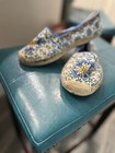 Brighton Lemony Espadrille Flats W Size 7 Blue White Floral Tile Print Slip On