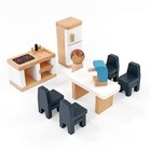 Wooden Toys Dollhouse Furniture Playset 35 Piece Furnitures With Family Dolls   