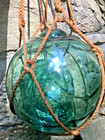 Japanese Fishing Float Rope Net Hand-blown Green Glass Ball  42  Hokuyo Glass Co