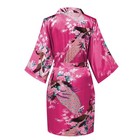 Womens Short Kimono Robes Bride And Bridesmaid Satin Floral Bathrobe Peacock    