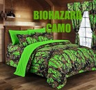 4 Pc Twin Size Camo Comforter Biohazard Camo Sheet pillowcase Set