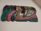 Painted Wood Mask Tiki Wall Art Decor Folk Carved Vintage Tribal Face Hanging