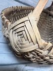 Nice Antique Woven Splint Melon Buttocks Basket W  Handle   Original Patina