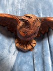 Antique Late 19th C Glass Eye  Black Forest Carved American Eagle Wall Shelf