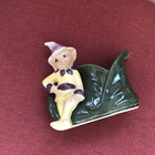Vintage Elf Pixie On A Green Shoe Shawnee Pottery Planter Figurine  765
