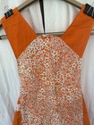 Vintage Retro Full Apron Pocket Bright Bold Orange Print