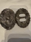 Western Horse Conchos Silver Tone Turquoise Stone Set Of 2