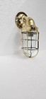 Set Of 4 Vintage Brass Swan Neck Bulkhead Wall Lights     Industrial Nautical Cage