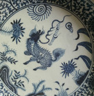 Fine Chinese Collectable Art Hand Blue White Porcelain Kylin Plate