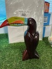 Carved Wood Toucan Bird Figurine Colorful Painted Beak Tropical Decor 8 Inch