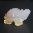 Carved Gemstone Crystal Grey Agate Turtle Figurine Animal Statue Home Decor 