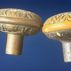 Ornate Antique Round Brass Door Knob Pair  Salvage Floral Pattern