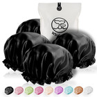 Shower Cap - Black Double-layer Waterproof Reusable Satin-lined For Women Men   