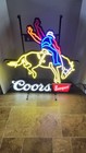 Coors Banquet Beer Rodeo Guy On Horse Motion Moving Flashing Led Light Sign New 
