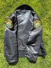 Vtg Police Dept California Firebaugh Lawman Jacket Satin Black Size 52 Patches