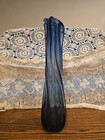 Vintage Mcm Tall 14  Blown Art Glass Cobalt Blue Swung Vase