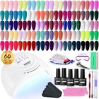 60 Pcs Gel Nail Polish Kit With Uv Light  Base   Top Coat  55 Colors  Manicure S