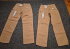2 Pair Carhartt Loose Original Fit Firm Duck Double Front Work Dungarees 34x34