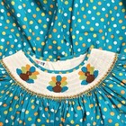 Girls Thanksgiving Turkey Dress Smocked Teal Polka Dot Turkey Cukees Sz 6x