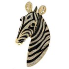 Women Men Classic Crystal Zebra Head Badges Pins Unisex Exquisite Animal Brooch