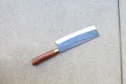 Crude - 8 Inch Japanese Nakiri Chef Knife  Red Handle  Carbon Steel  Sharp  