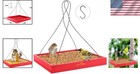 Elegant Red Bird Feeder Hanging Tray - Perfect For Hummingbirds   Garden Decor
