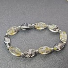 Vtg Fas 925 Glass Beaded Necklace Stretch Bracelet Set 14  - 18  Silver Flecks