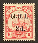 Travelstamps  Germany Colonies Samoa Stamps 3d On 10pf Mint Og H  signed Unwmk