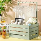 Wooden Baby Shower Crate Closet Wood Hamper New Baby Gift Basket With Handle    