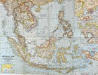 1961-5 May Vintage Map Se Southeast Asia National Geographic  Map  592 
