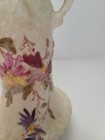 Lovely Antique Hand Painted Unique Double Handle Vase Pink Purple Gold