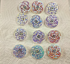 Vintage Round Czech Glass Art Deco Aurora Borealis Iridescent Button Lot