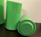 Set Of 4 Vintage Green Plastic Tumblers - Mid Century Modern Heller Style