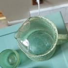 Vintage 1960s Spaghetti String Glass Pitcher W  Handle 48 Oz   3 Cups Set