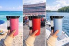 Kong Beer Bong Can Cooler Funnel W Hose Lanyard Sticker Party Tailgate Pink