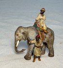 Antique 19th Century Mini Cold Painted Austrian Vienna Bronze Elephant Statue
