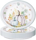 25 Pcs Fall Paper Plates Large 9  X 11  Thanksgiving Pumpkins Maple Leaf 