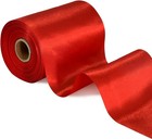 4 Inch X 22yards Wide Red Satin Ribbon Solid Fabric Large Ribbon For Cutting    