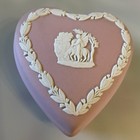 Rare Wedgwood Pink Jasperware Small Heart Shape Trinket Box