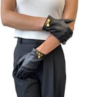 Hermes Vintage H Logo Kelly Gloves Padlock Charm  7 Black Gold Leather