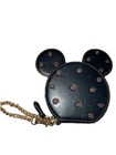 Coach X Disney Minnie Mouse Ear Zip-around Coin Wallet Pouch Chain Black Polka
