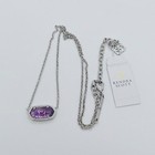 New Kendra Scott Elisa Silver Pendant Necklace In Amethyst