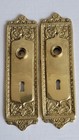 Vintage Brass Ornate Door Knobs With Back Plate  pair 
