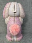 Vtg Patches Easter Bunny Rabbit Ceramic Pink Bank  Hand Painted Sad Eyes 9 