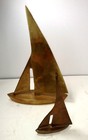 Vintage Brass Sailboat Sculpture 9-3 4   5-1  4ship Boat Nautical Decor 