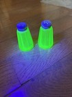 Vtg Uranium Vaseline Glass Salt And Pepper Shakers Green Depression Glass