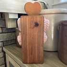 Vtg Wolf Creek Primitive Folk Art Wood Heart Shelf Sitter Display Rack Rustic
