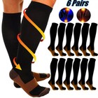 1-6 Pairs Copper Compression Socks Graduated Support 20-30mmhg Mens Womens S-xxl