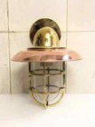 Nautical Bulkhead Marine Brass Sconce Light Fixture With Copper Shade 1 Piece
